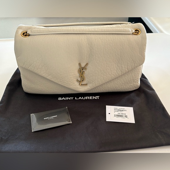 YVES SAINT LAURENT YSL LARGE CALYPSO LEATHER BAG CREMA SOFT NEW - Picture 5 of 16